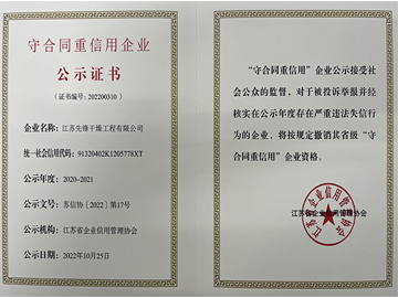守合同重（chóng）信息企業證書